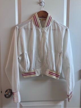 FP Movement by Free People Lightweight White Jacket with Red & Yellow Trim